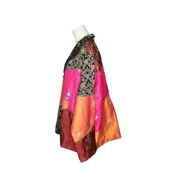 Vtg 90s Indigo Moon Patchwork Bright Colorful Funky Festival Rave Coat Sz XXL - Picture 5 of 8